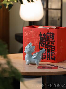 高档景桌德镇陶瓷龙摆创件生肖招财吉物高档意礼品祥客厅面家居饰
