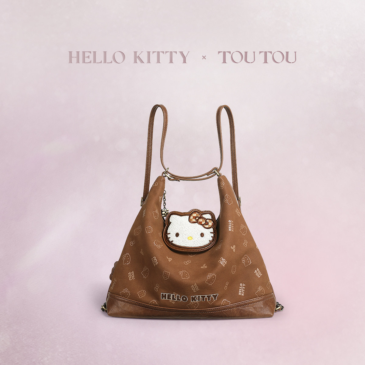 TOUTOUhellokitty三丽鸥棕色托特包双肩包哈喽kt女孩新年生日礼物,淘宝优惠券,粉丝福利购,淘宝优惠卷