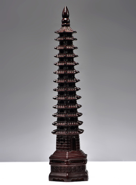 黑檀实木雕刻13层文昌塔摆件十三层塔家居客厅玄关装饰送礼工艺礼