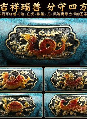 九转乾坤炉全铜龙纹鼎摆件聚宝盆新中式办公室家居客厅玄关装饰品