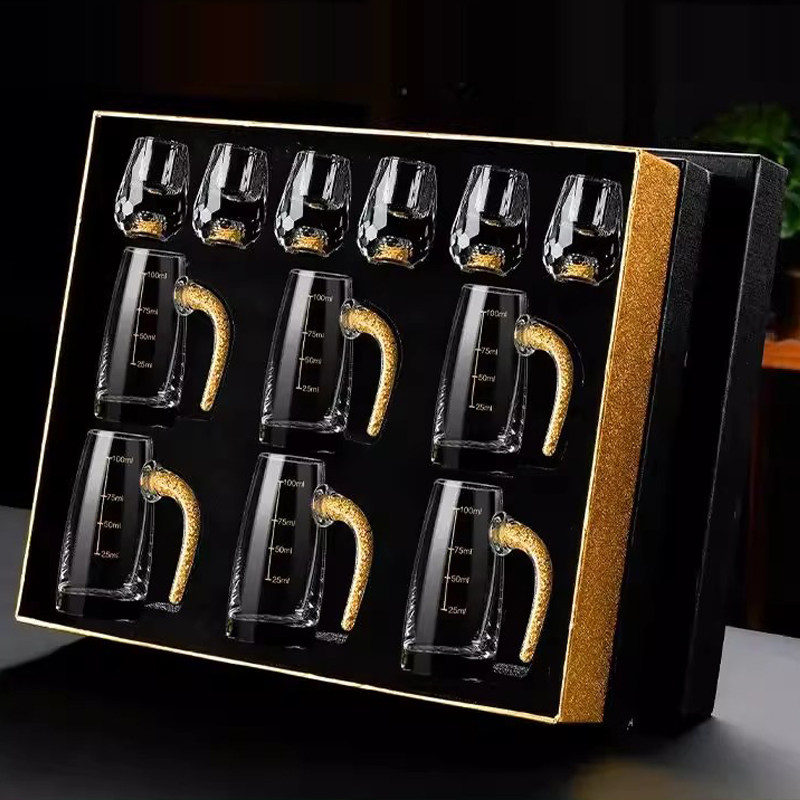 金箔高档酒杯加厚分酒器绿松石高端时尚家用水晶玻璃白酒杯