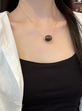 天然沉香枣珠吊坠12*24mm文莱软丝老料925银镀金项链转运珠锁骨链