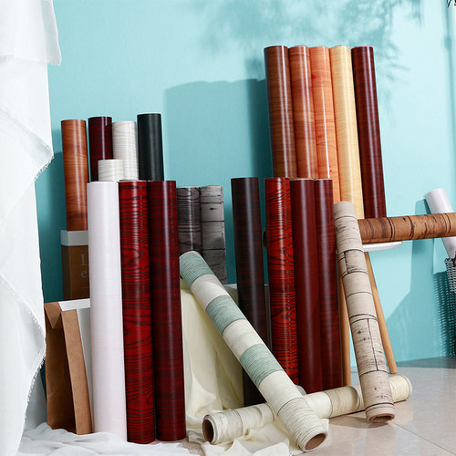 防水防潮仿木纹贴纸自粘墙纸卧室衣柜子桌面木门贴旧家具翻新壁纸 - 图0