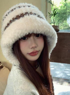 显脸小雷锋帽子毛绒绒秋冬大头围