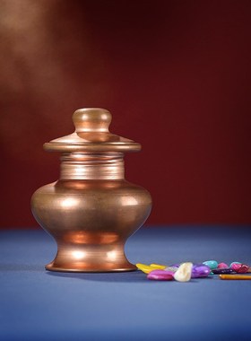 红铜摩尼宝瓶光面贡西藏式铜制抛光吉祥壶地藏龙王摆件工艺品居家