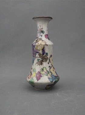 景德镇仿古陶瓷乾隆粉彩婴戏图花瓶家居装饰展柜摆件收藏做旧瓷器