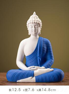 高档陶瓷迦摩佛日如来佛像客厅创意玄关禅大意装饰画心尼经灯圈释