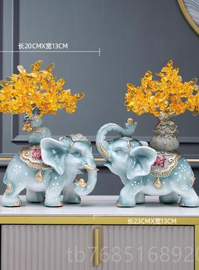 高档象件一对招财高级轻奢乔迁新居客大厅装饰饰礼品结摆婚品开业