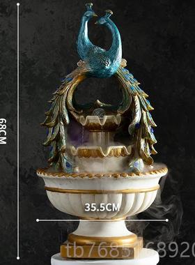 高档孔雀罗马柱美摆件电视柜旁边落地创意式架装饰家居客装厅花饰