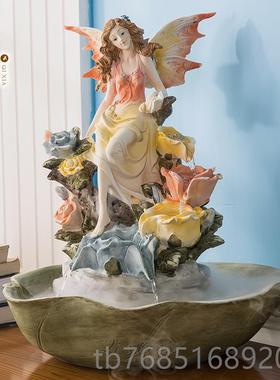 高档结迁婚礼物创意欧式电视柜喷客厅家居装饰品流水泉摆件乔新居