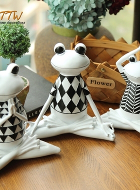 北欧瑜伽青蛙办公室家居软装饰品摆设酒柜电视柜创意礼物小摆件