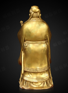 纯铜孔子孔夫子站像黄铜摆件室内桌面书房孔子铜像装饰摆放工艺礼