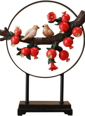 新中式时来运转石榴摆件客厅房间玄关酒柜装饰品乔迁开店开业礼物