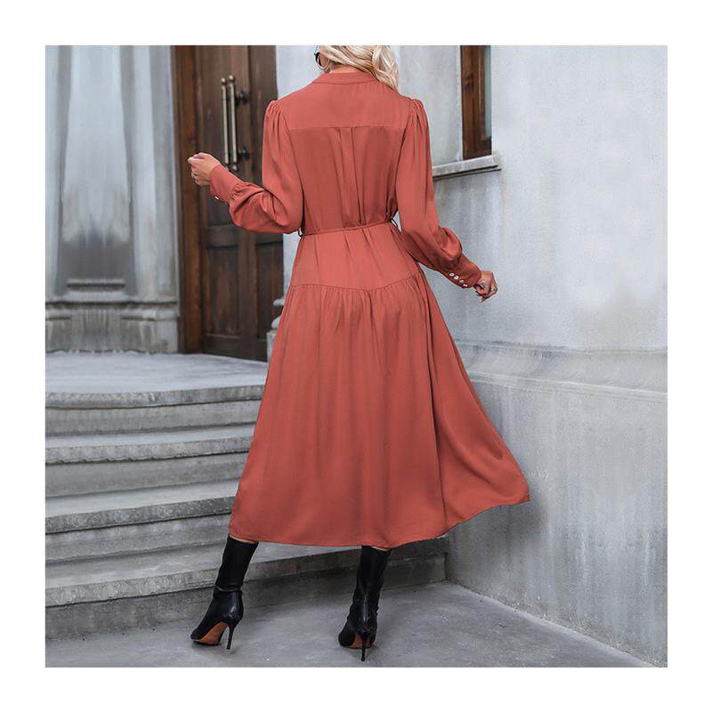 正品高货欧美风独立站外贸秋秋季热销欧美时尚女装时尚长袖纯色百