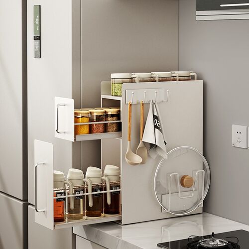 厨房置物架台面抽拉式灶台调料架家用调味品盐调U味罐收纳盒架子 - 图1