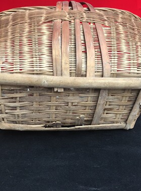 民俗老物件竹编篮收纳筐手提竹筐竹篮子农家院怀旧收藏摆件道具