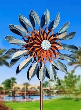 北欧风铁艺风车户外花园装饰摆件别墅阳台幼儿园创意庭院造景布置