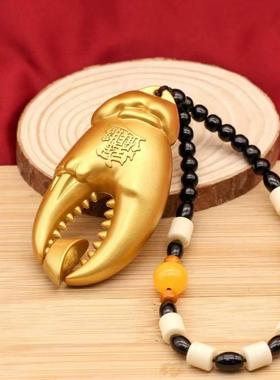 手中有钱手把件招财手里有钳螃蟹钳元宝转转金属摆件把玩装饰礼品