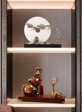 轻奢高档酒柜装饰品摆件中式客厅家居玄关电视柜书柜办公室工艺品