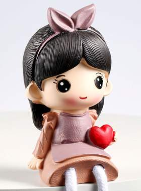 客厅电视柜婚庆装饰礼品小摆件四口卡通吊脚娃娃创意家居装饰摆件