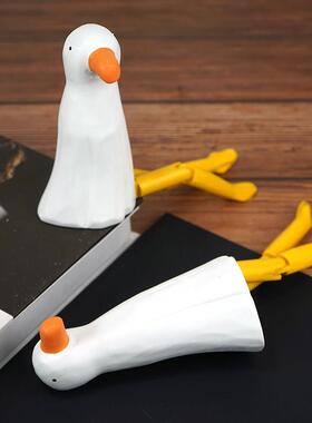 大长腿海鸥手工木雕小摆件可爱卡通木质雕刻公仔学生桌面装饰品