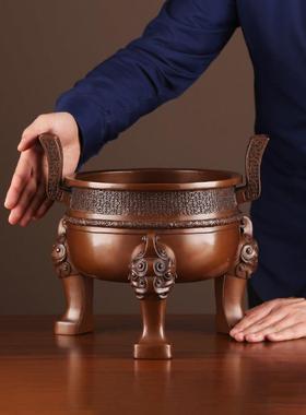 紫铜楚大鼎摆件铜鼎工艺品办公室装饰品铜鼎仿古摆设