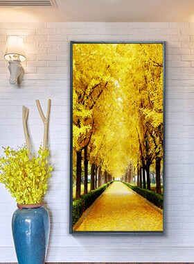 室内玄关装修壁画楼梯装饰画新中式植物古画有框画简框画山水挂画