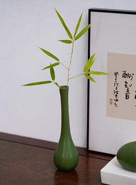 复古陶瓷小花瓶花器禅意汝窑绿水培花插茶席桌面装饰干花花束摆件