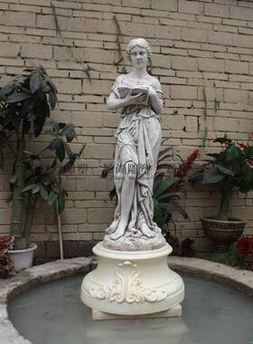 欧式人物摆件雕塑专用底座圆形加高底罗马柱庭院花园酒吧小摆设