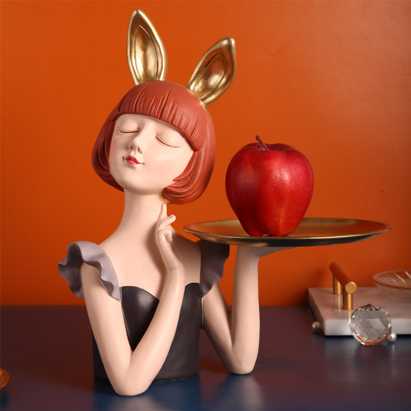 北欧轻奢吹泡泡女孩摆件客厅电视柜玄关家居收纳托盘送女生日礼物,淘宝优惠券,粉丝福利购,淘宝优惠卷