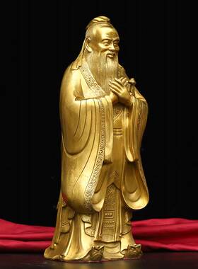 纯铜孔子学习孔夫子铜雕塑书房书桌孔圣人佛像铜孔圣人像家居摆设