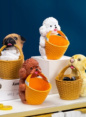 创意摆设玄关钥匙收纳摆件门口鞋柜客厅萌宠拉布拉多小狗狗装饰品