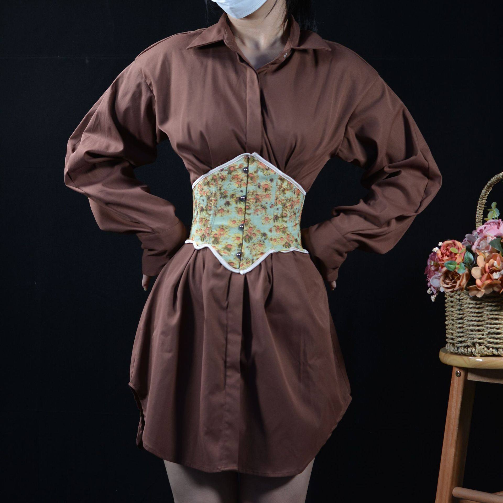 230短款4扣22cm小碎花迷你向日葵上下两面穿腰夹后绑带定型腰封,淘宝优惠券,粉丝福利购,淘宝优惠卷