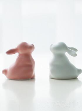 正品创意手工陶瓷本兔子居家装饰品命年小摆件 礼可爱动物摆设新