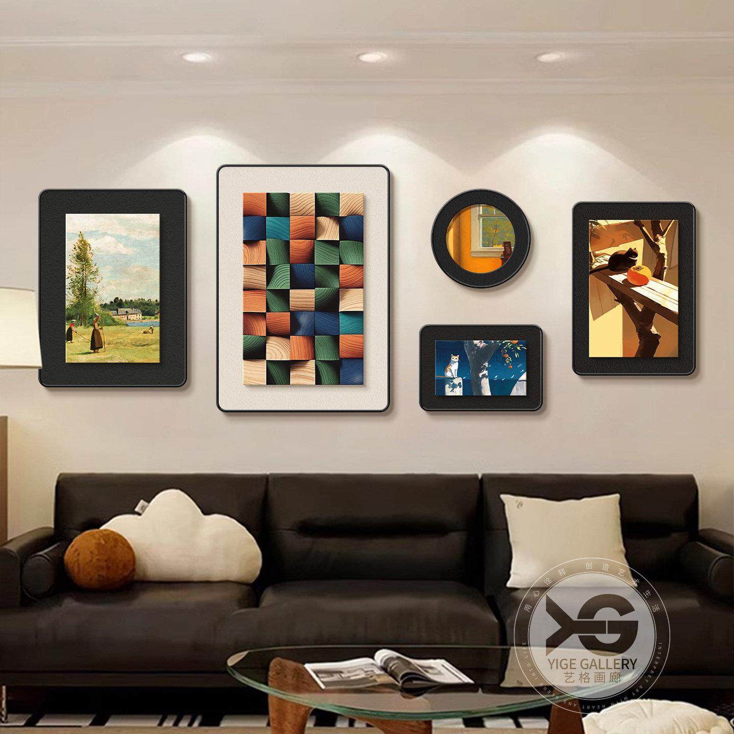 中古风高级感客厅装饰画美拉德沙发背景墙挂画覆古艺术组合墙壁画,淘宝优惠券,粉丝福利购,淘宝优惠卷