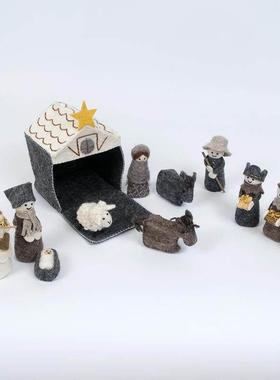 尼泊尔进口毛毡全家福摆件配饰礼物波西米亚羊毛手工卧室客厅装饰