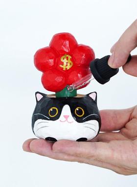 猫咪摆件有钱花治愈系香薰扩香器木雕走心送女生闺蜜生日礼物520