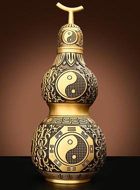 铜葫芦摆件铜开盖空心五帝钱挂件卧室客厅家居玄关装饰品大小号纯