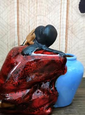 陶瓷太白醉酒李白诗仙摆件diy盆景小盆裁创意饰品客厅玄关摆设品