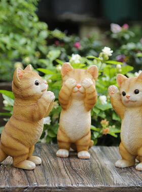 户外花园摆设庭院装饰卡通园艺桌面可爱动物小猫树脂创意家居摆饰