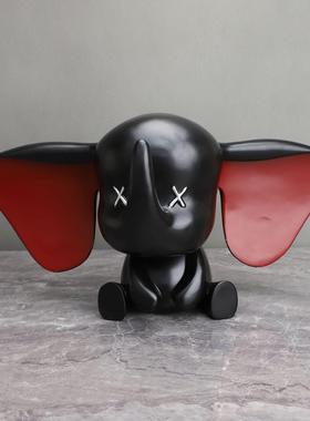 欧式创意树脂小飞象大象雕塑摆件客厅电视柜玄关家居桌面软装饰品