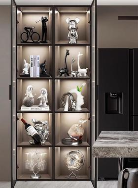 现代简约客厅酒柜装饰品摆件轻奢高档别墅大平层家居玻璃柜工艺品