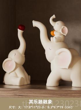 高档寓招财意大象摆件高搬档家乔客迁新居礼物轻奢创意古风厅酒柜