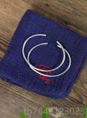 高档《君子慎独》文艺99银纯细镯手镯小篆文字中式国潮手众喜竹小