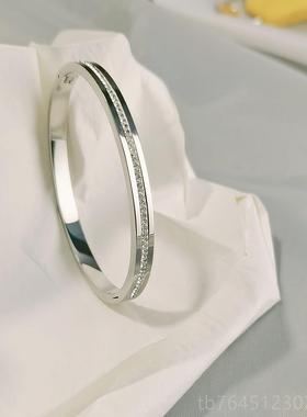 高档钛轻钢众满钻手镯女不掉色奢小高级感银色品牌气质满钻金锈色