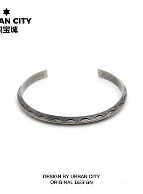 高档印安民族风古着古日系第图腾牌雕文图案古银男女情侣复潮钛钢