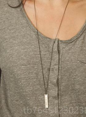 高档长方项链链 定制刻字长款吊牌男牌纯T恤外搭银项链女毛衣情侣