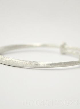 高档原创设计君子]99纯银手镯 古法手工磨砂拉丝[年轻款实刻心镯