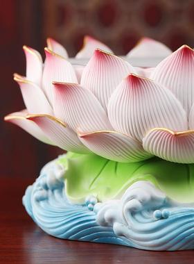 戴玉堂陶瓷水莲莲花底座佛像增高底座观音菩萨佛像加高供佛坐佛座