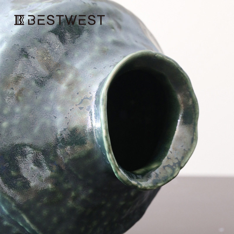 Bestwest花瓶新中式花器客厅酒店桌面复古民宿陶瓷摆件装饰品高档,淘宝优惠券,粉丝福利购,淘宝优惠卷